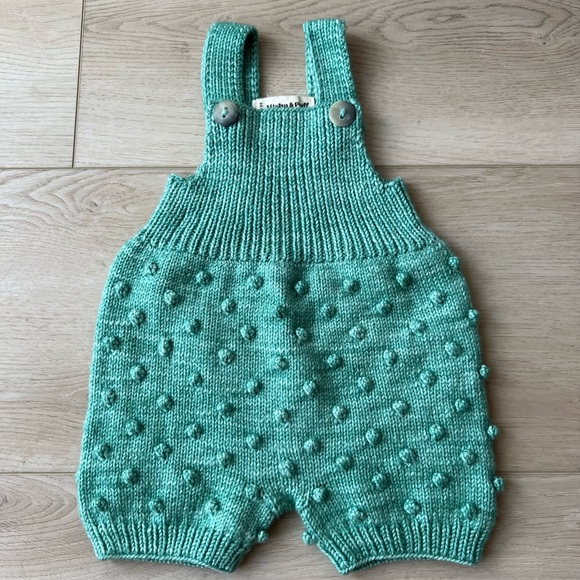 Misha and Puff Celadon Baby Popcorn Romper and Booties Bundle - Picture 2 of 7